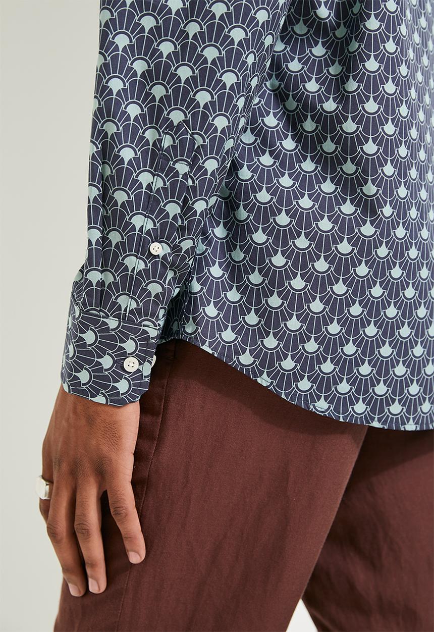 POLO - Suren Printed Long Sleeve Shirt - Navy