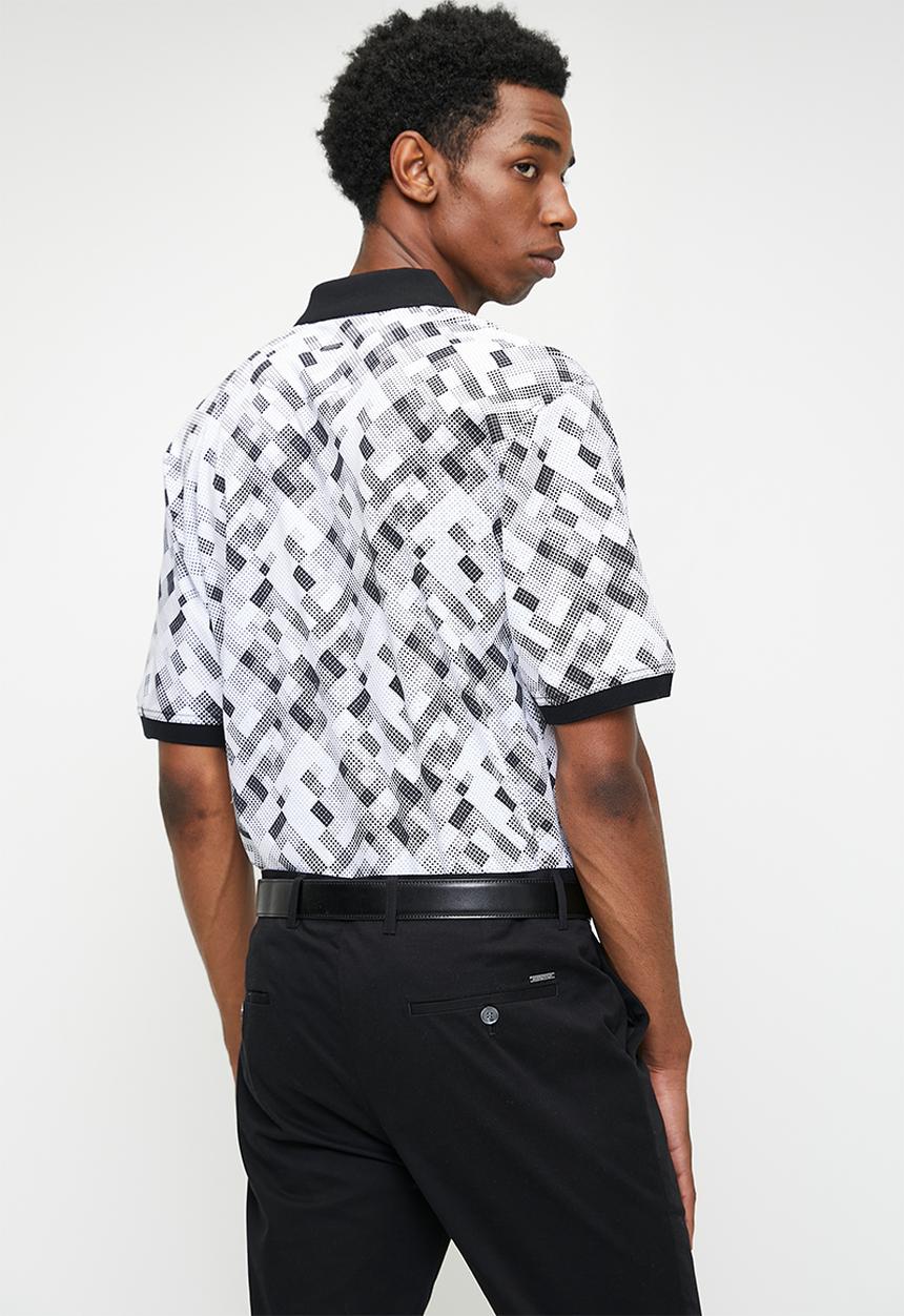 POLO - Kiev  Micro Geo Printed Dm Ss Golfer - Off White & Black