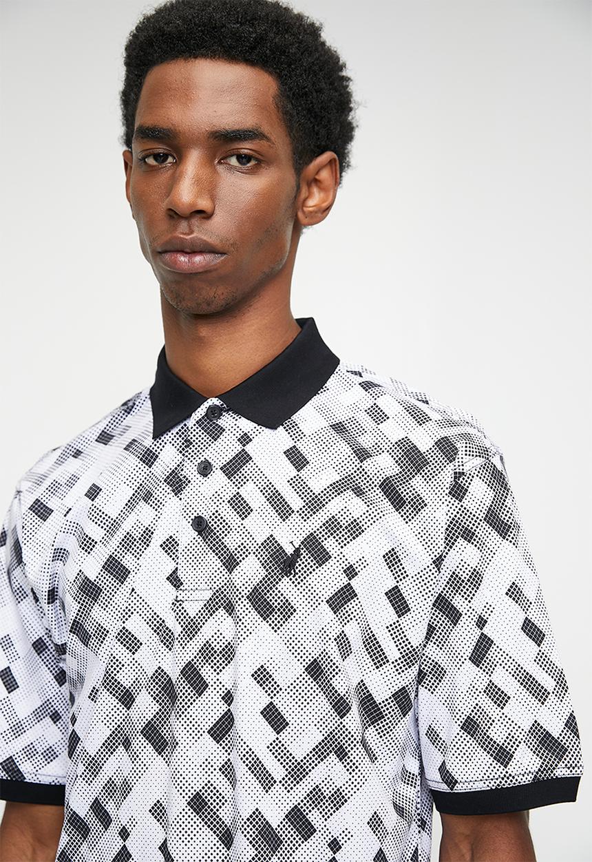 POLO - Kiev  Micro Geo Printed Dm Ss Golfer - Off White & Black