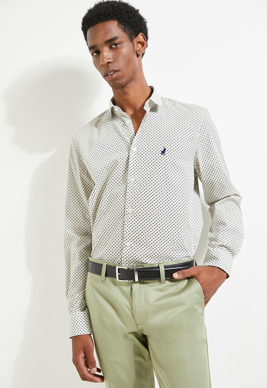 POLO - Gonzo Geo Printed Long Sleeve Shirt - Navy