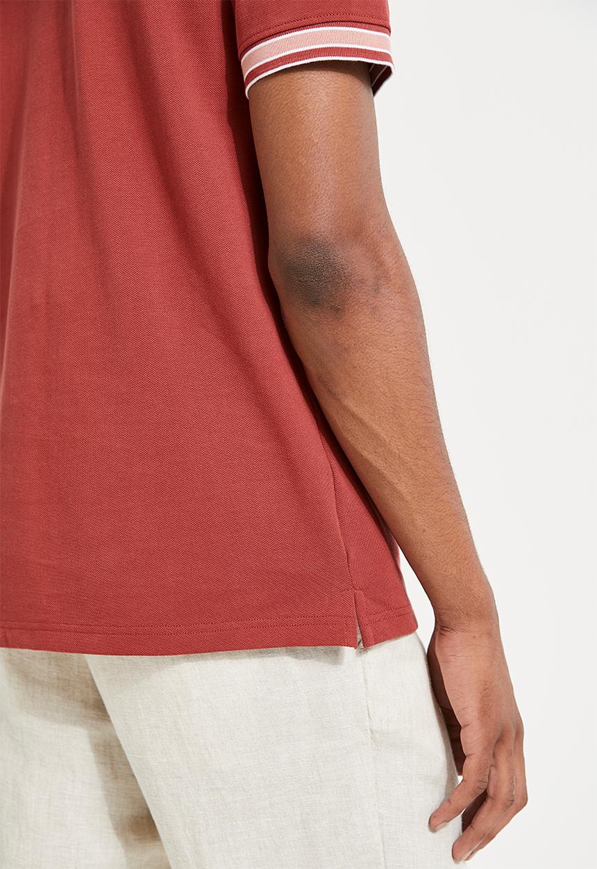 POLO - Vish  Jacquard Short Sleeve Golfer - Brick