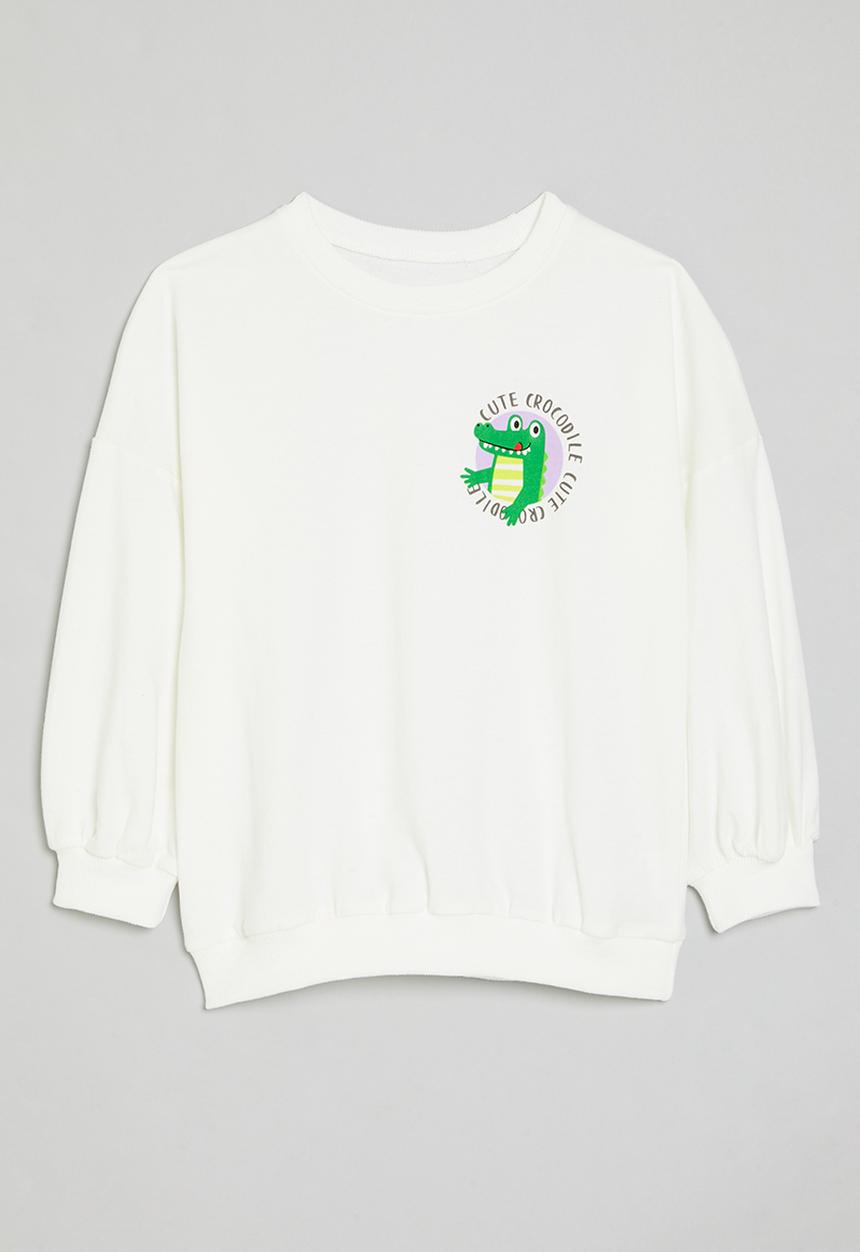 Pop Candy - Placement print sweatshirt - white/cute crocodile