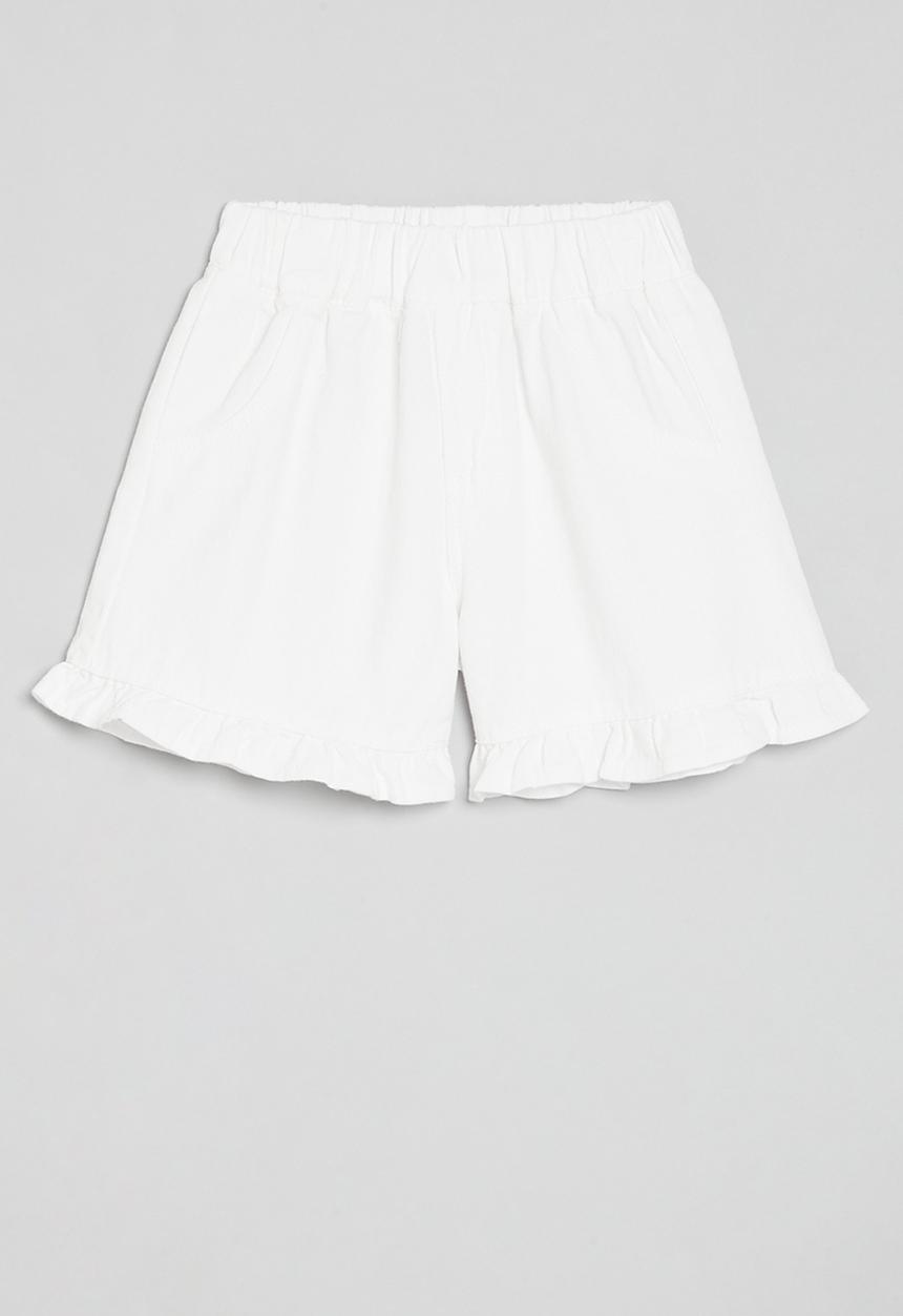 Pop Candy - Frilled hem shorts-white
