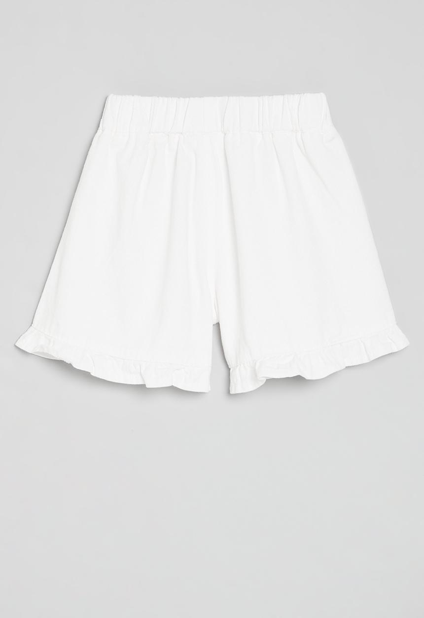 Pop Candy - Frilled hem shorts-white