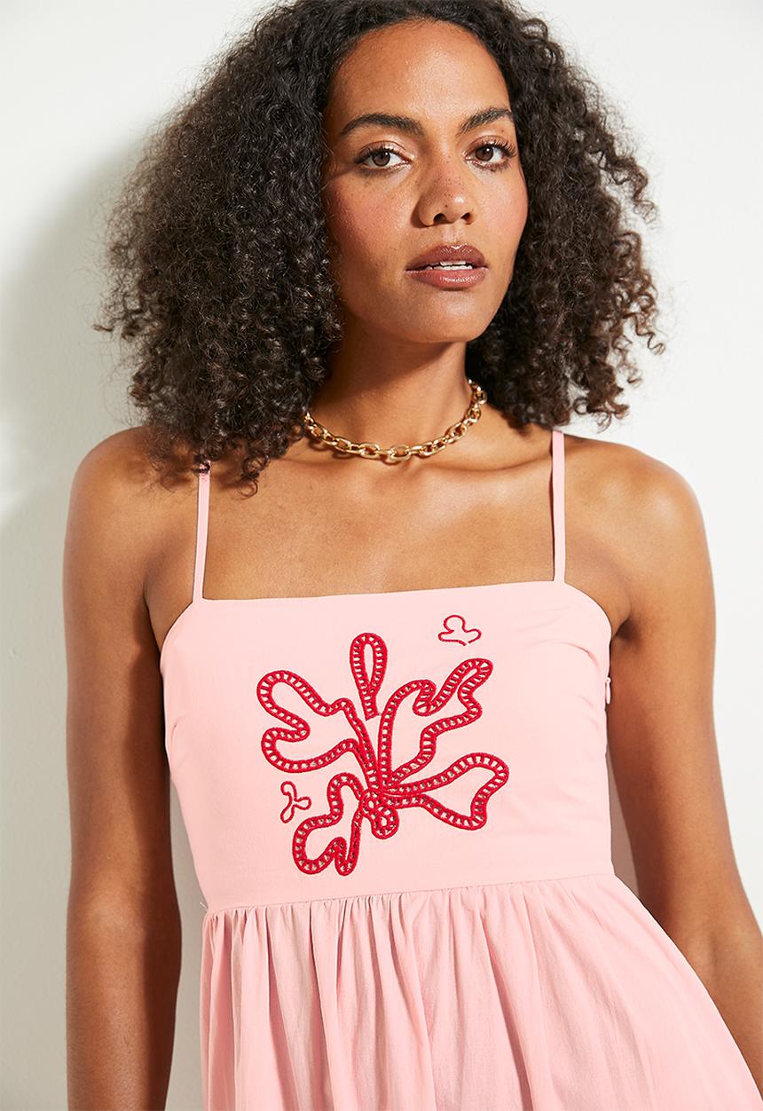 MILLA - Embroidery detail maxi dress - pink