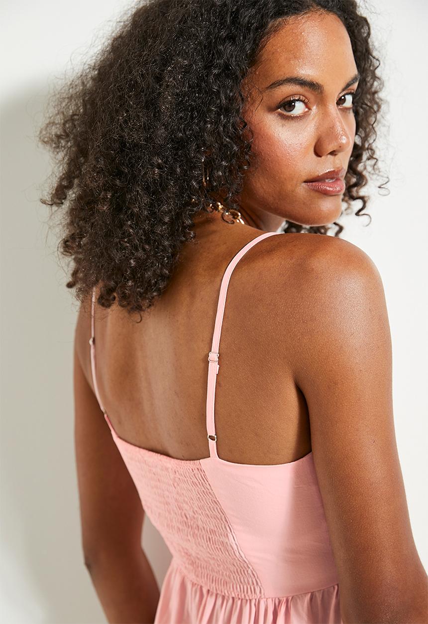 MILLA - Embroidery detail maxi dress - pink