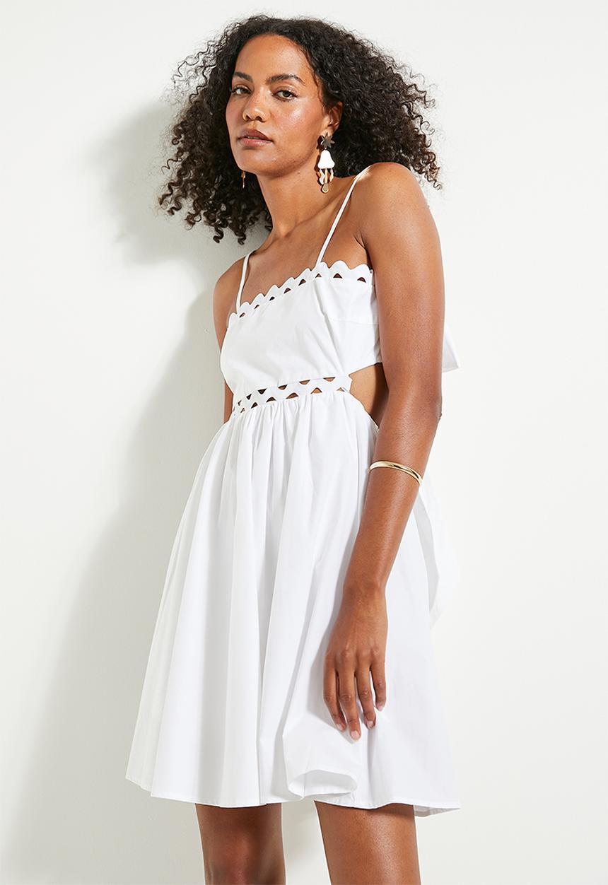 MILLA - Mini skater dress with trimming - ivory