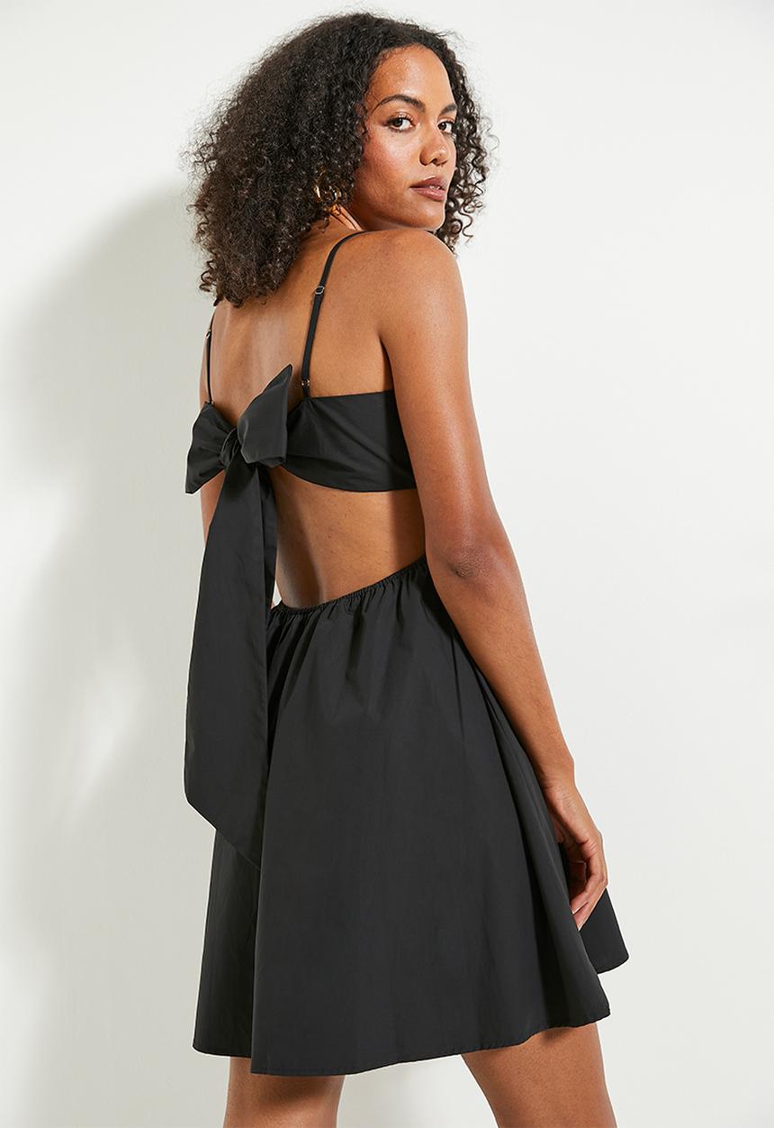 MILLA - Mini skater dress with trimming - black