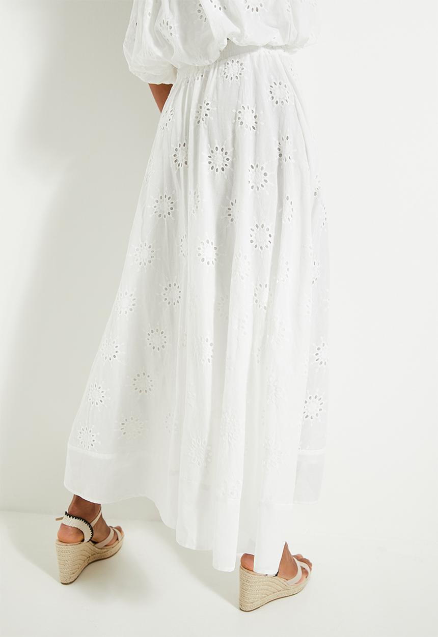 MILLA - Anglaise deep hem full circle skirt (co-ord) - milk