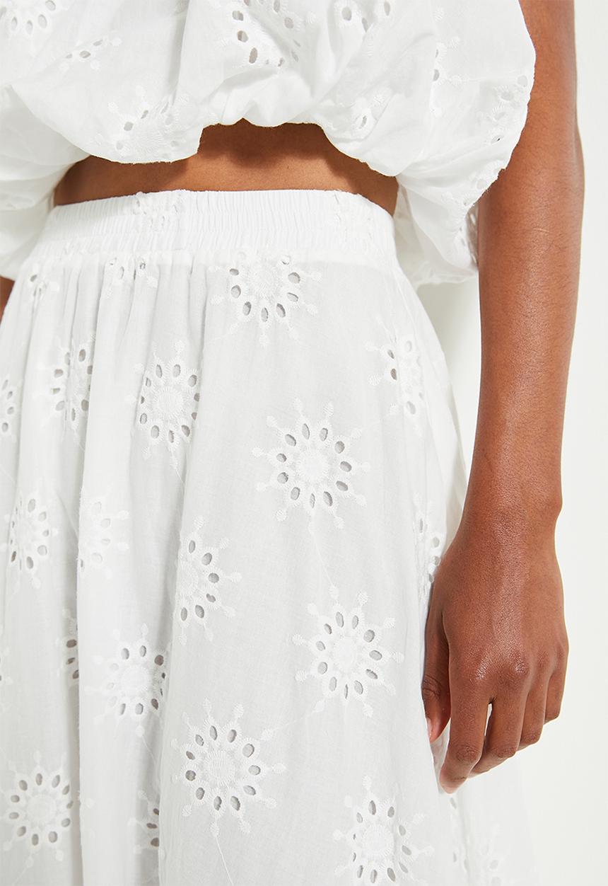 MILLA - Anglaise deep hem full circle skirt (co-ord) - milk