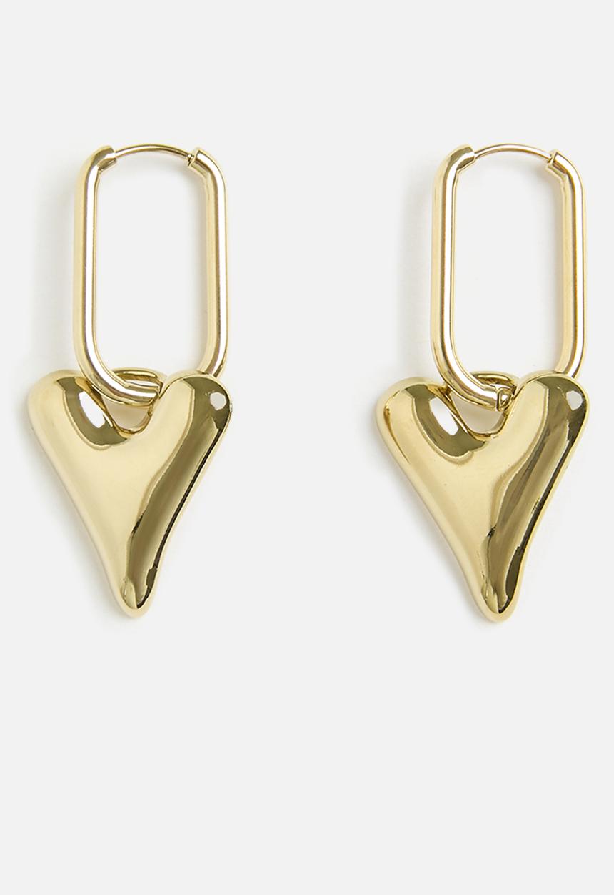 Zoe on Trend - Trendy heart and hoop drop earring - gold