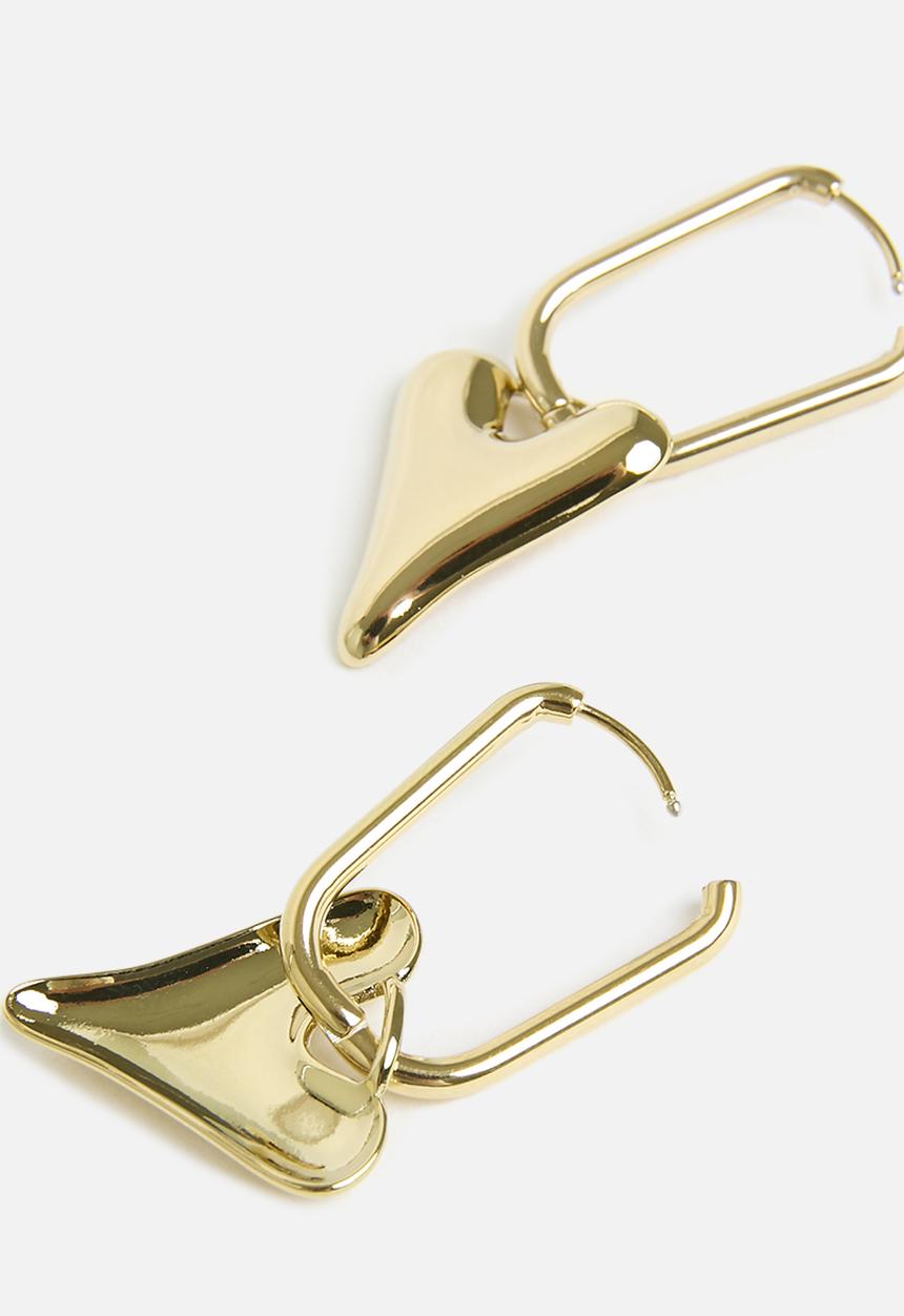 Zoe on Trend - Trendy heart and hoop drop earring - gold
