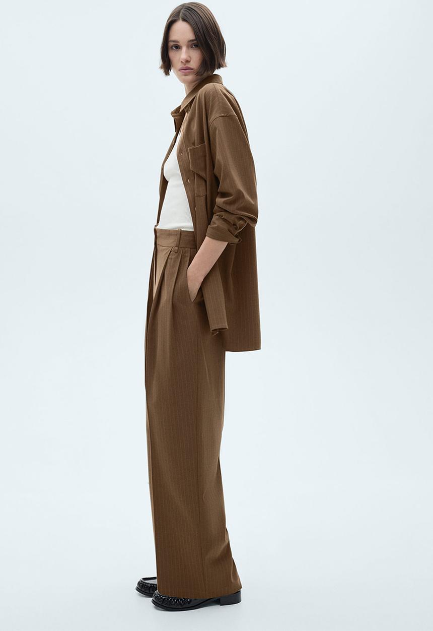 MANGO - Trousers Stripe - Dark Green