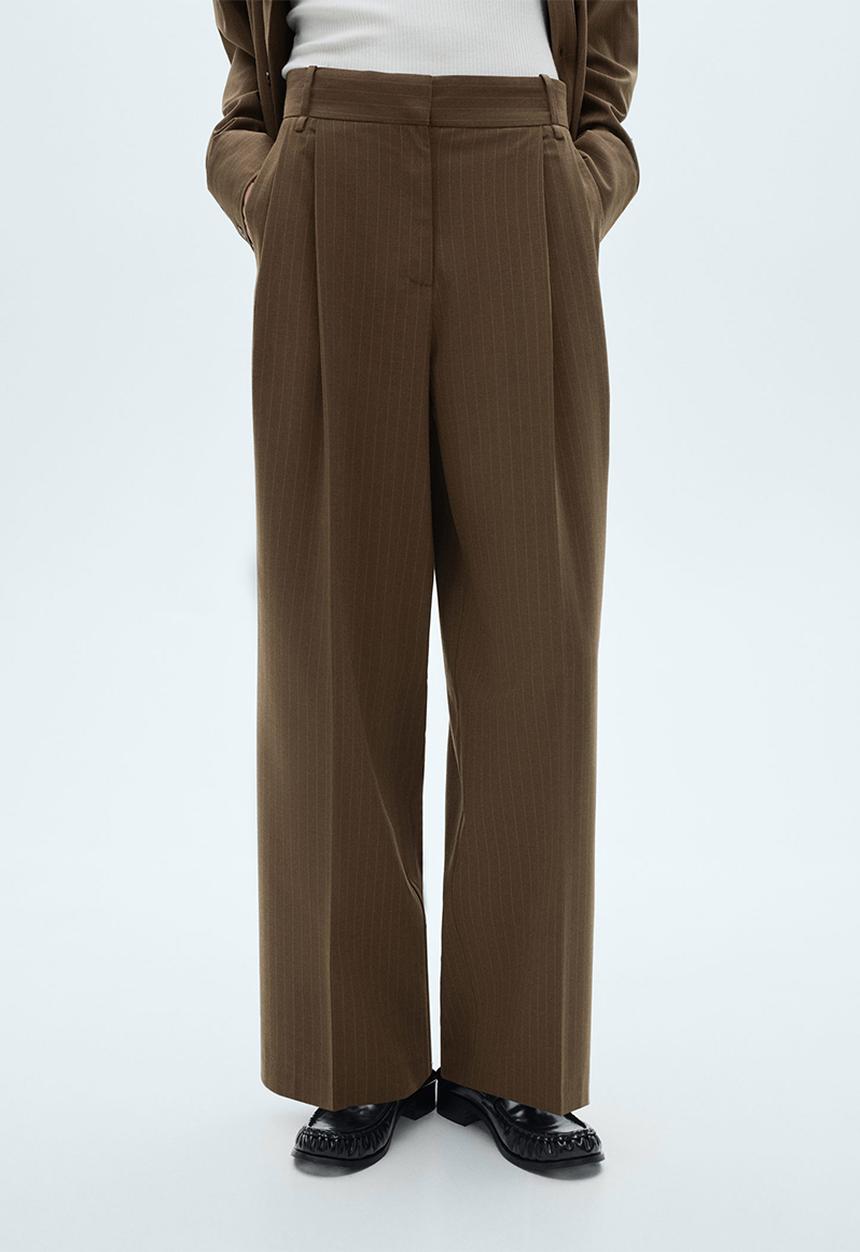 MANGO - Trousers Stripe - Dark Green