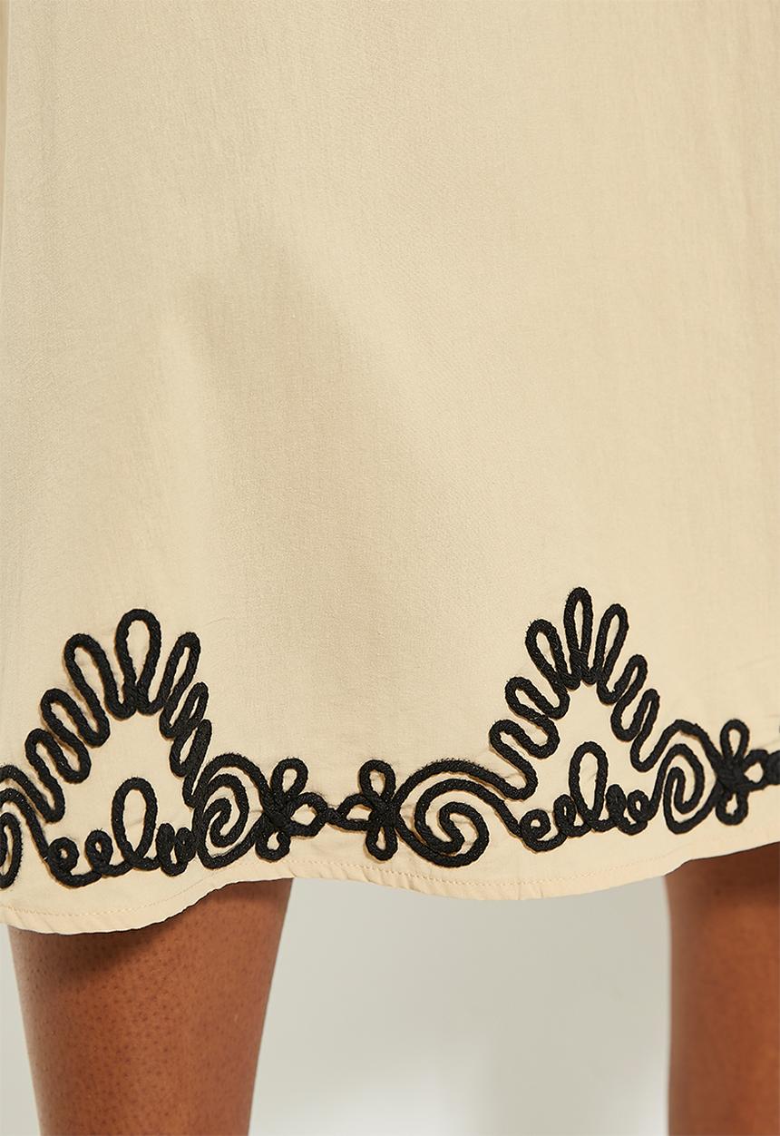edit - Embroidered hem circle skirt (co-ord) - neutral