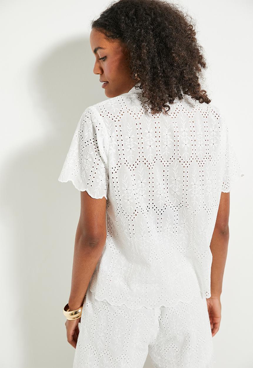 Superbalist - Co-ord short sleeve anglaise shirt - white