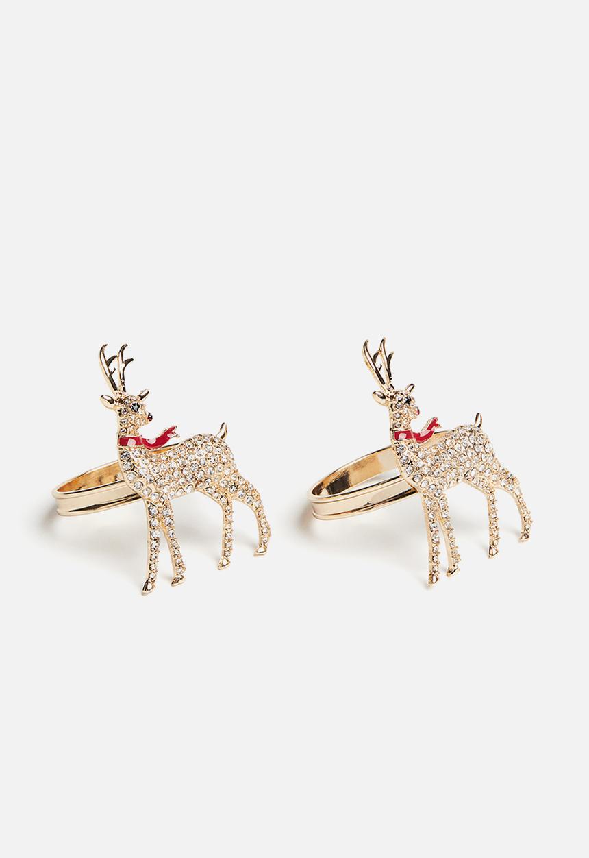 H&M - 2 Pack metal napkin rings - gold-coloured/deer