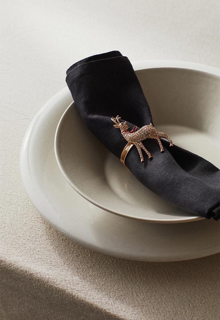 H&M - 2 Pack metal napkin rings - gold-coloured/deer