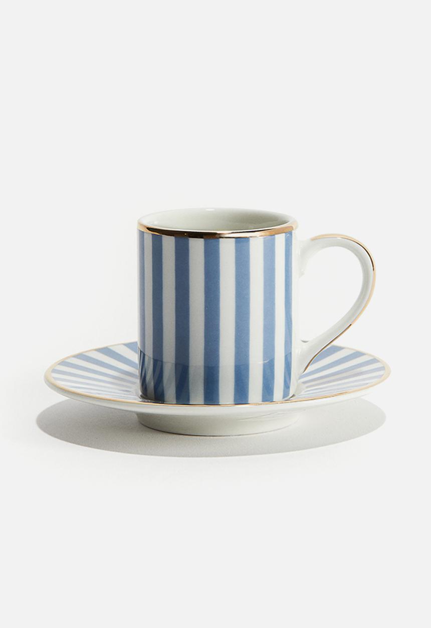 H&M - Espresso cup and saucer - blue/striped