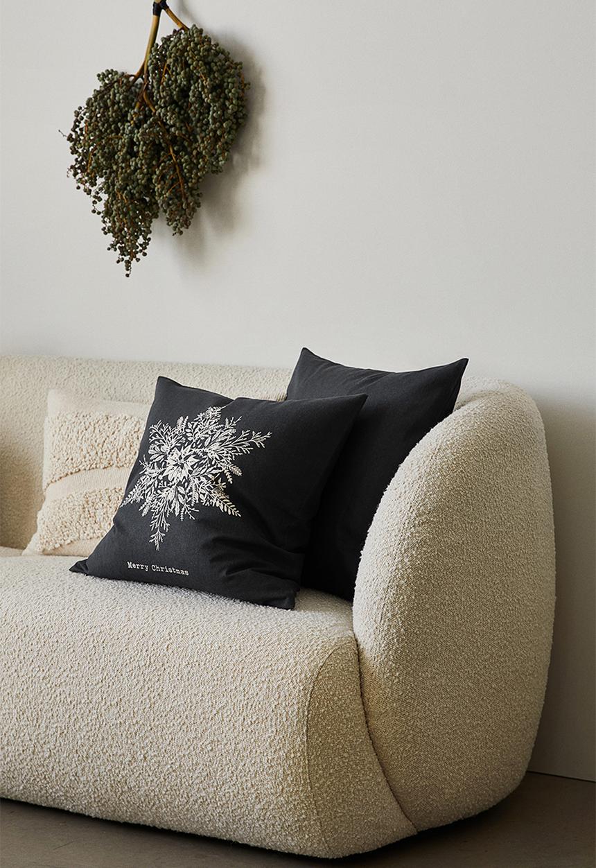 H&M - 2 Pack cotton cushion covers - black/merry christmas