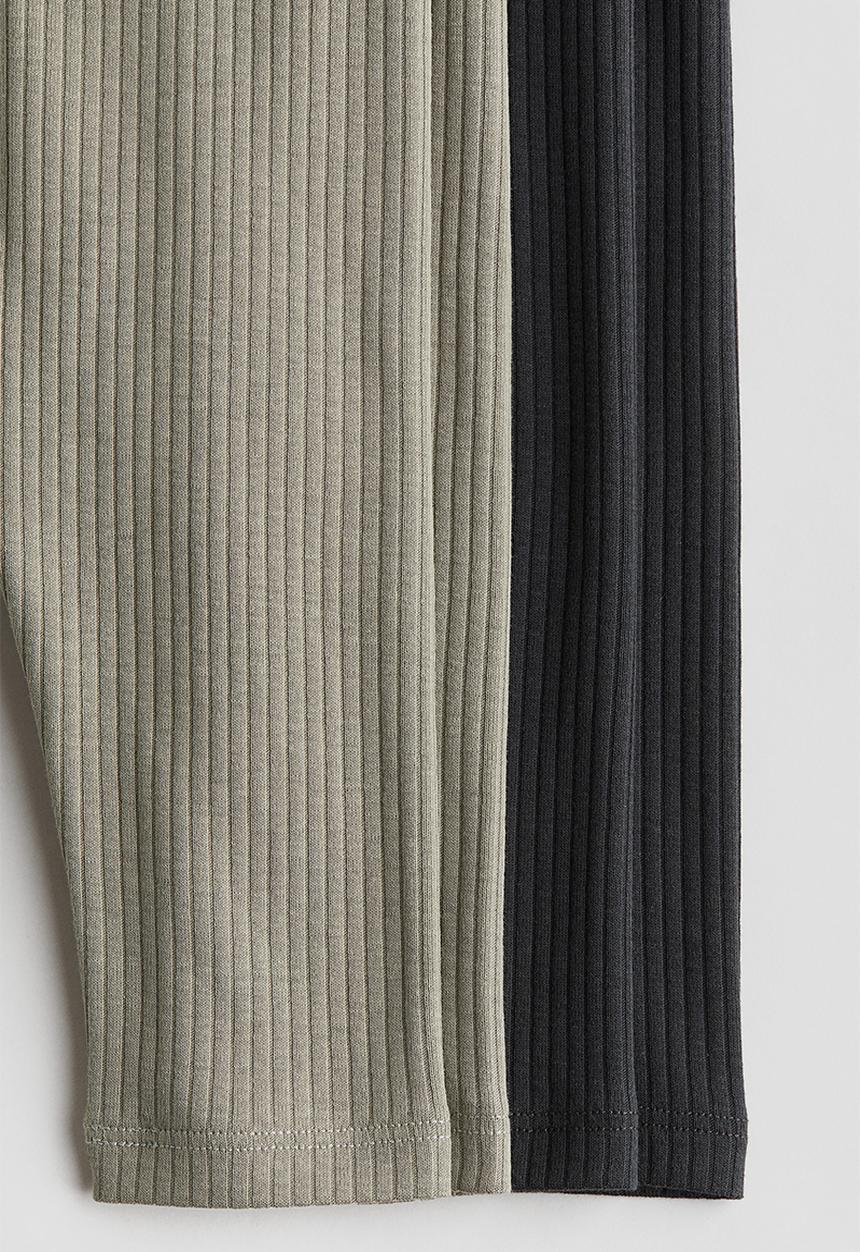 H&M - 2-Pack leggings - dark grey & khaki green