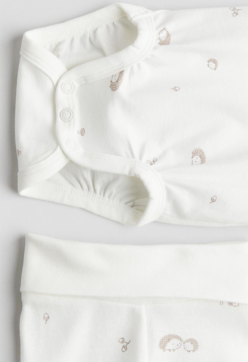 H&M - 2-Piece cotton jersey set - white patterned