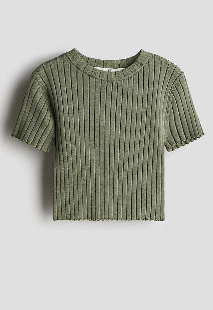 H&M - Rib-knit top - khaki green