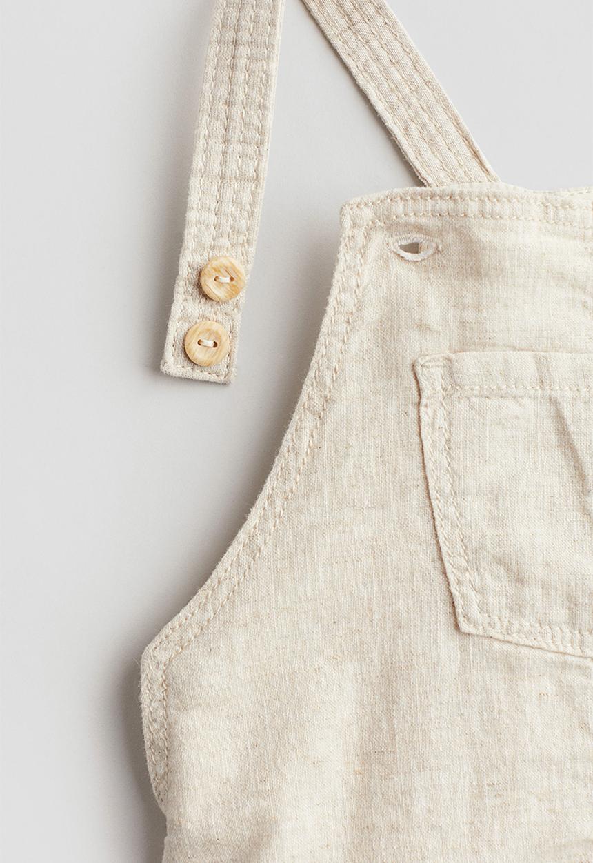 H&M - Linen-blend dungarees - light beige marl