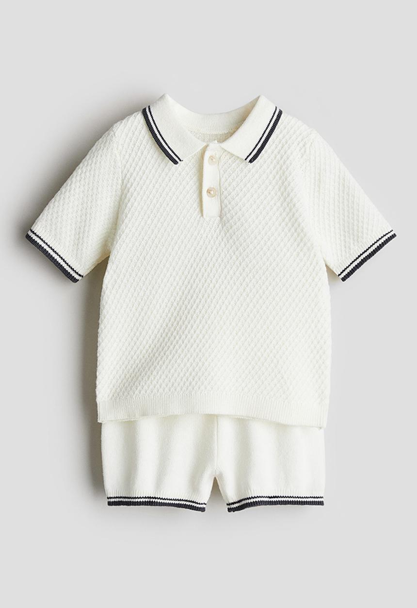 H&M - 2-Piece pattern-knit set - white