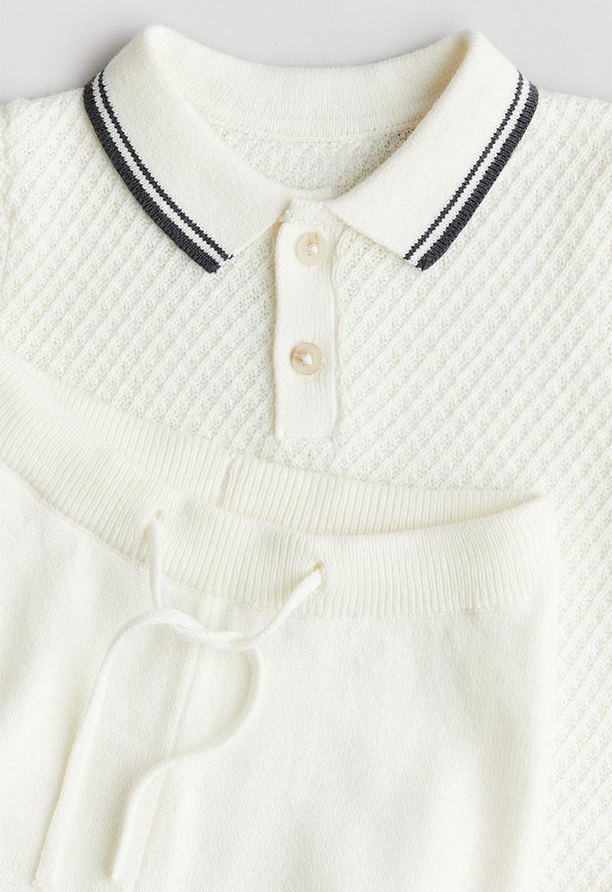 H&M - 2-Piece pattern-knit set - white