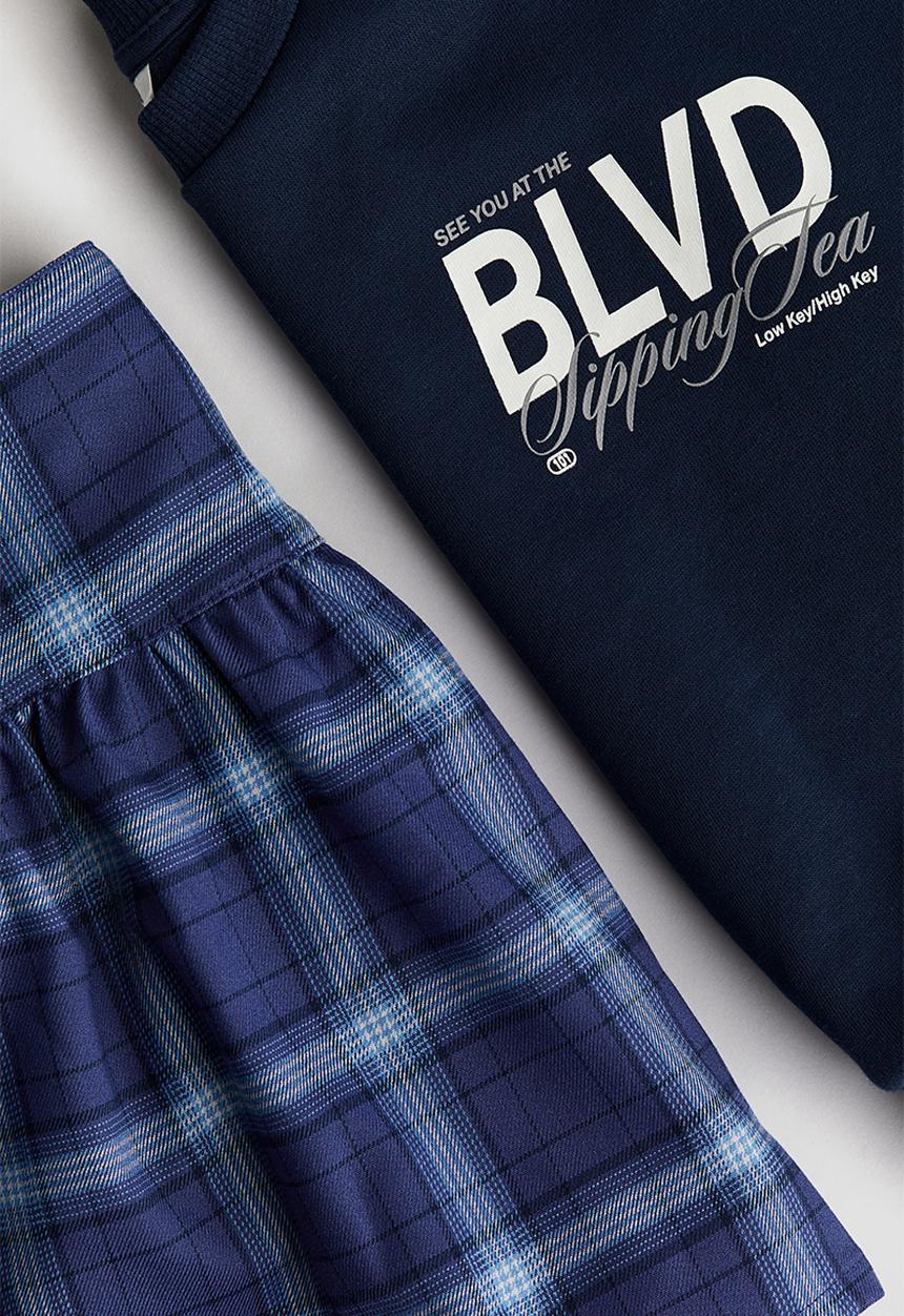 H&M - 2-Piece sweatshirt and skirt set - dark blue blvd