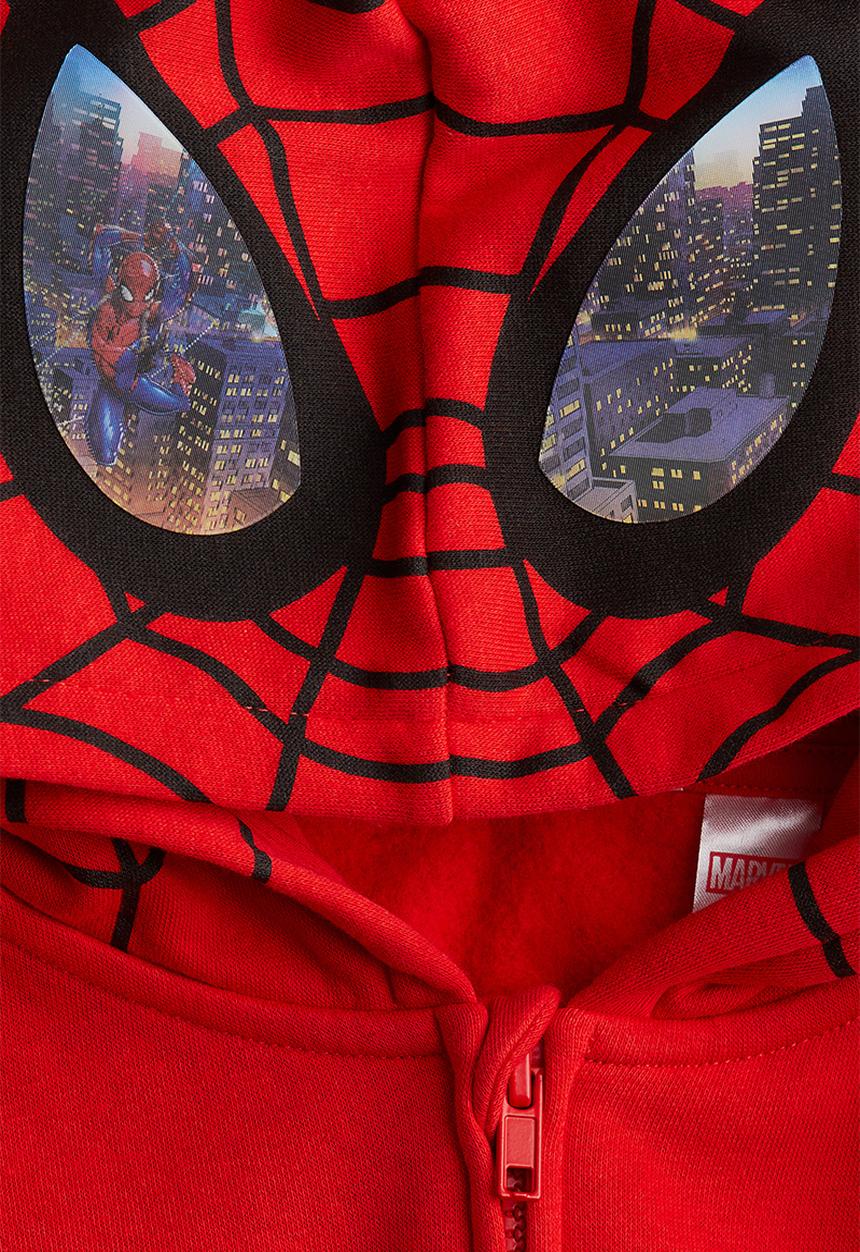 H&M - Printed zip-through hoodie - Red/Spider-Man