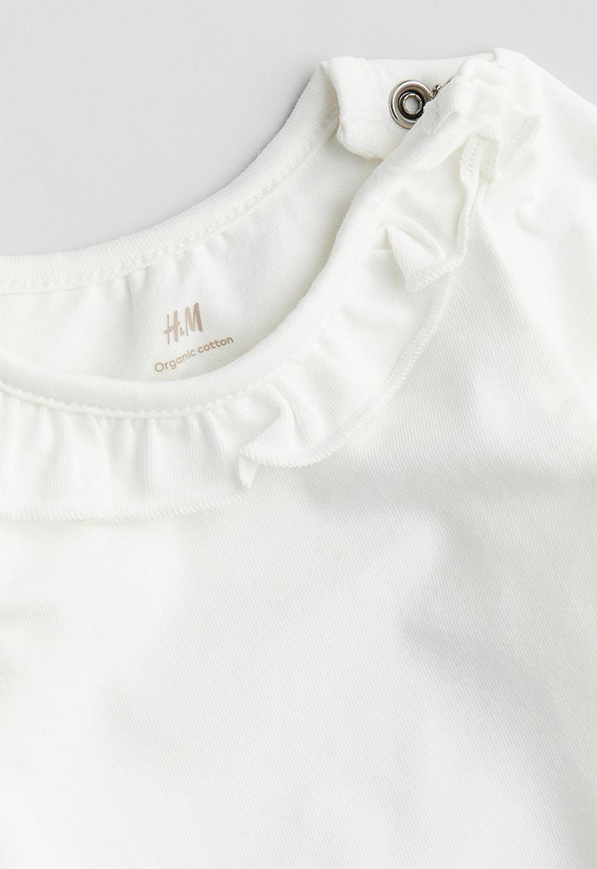 H&M - Flounce-collared cotton bodysuit - white
