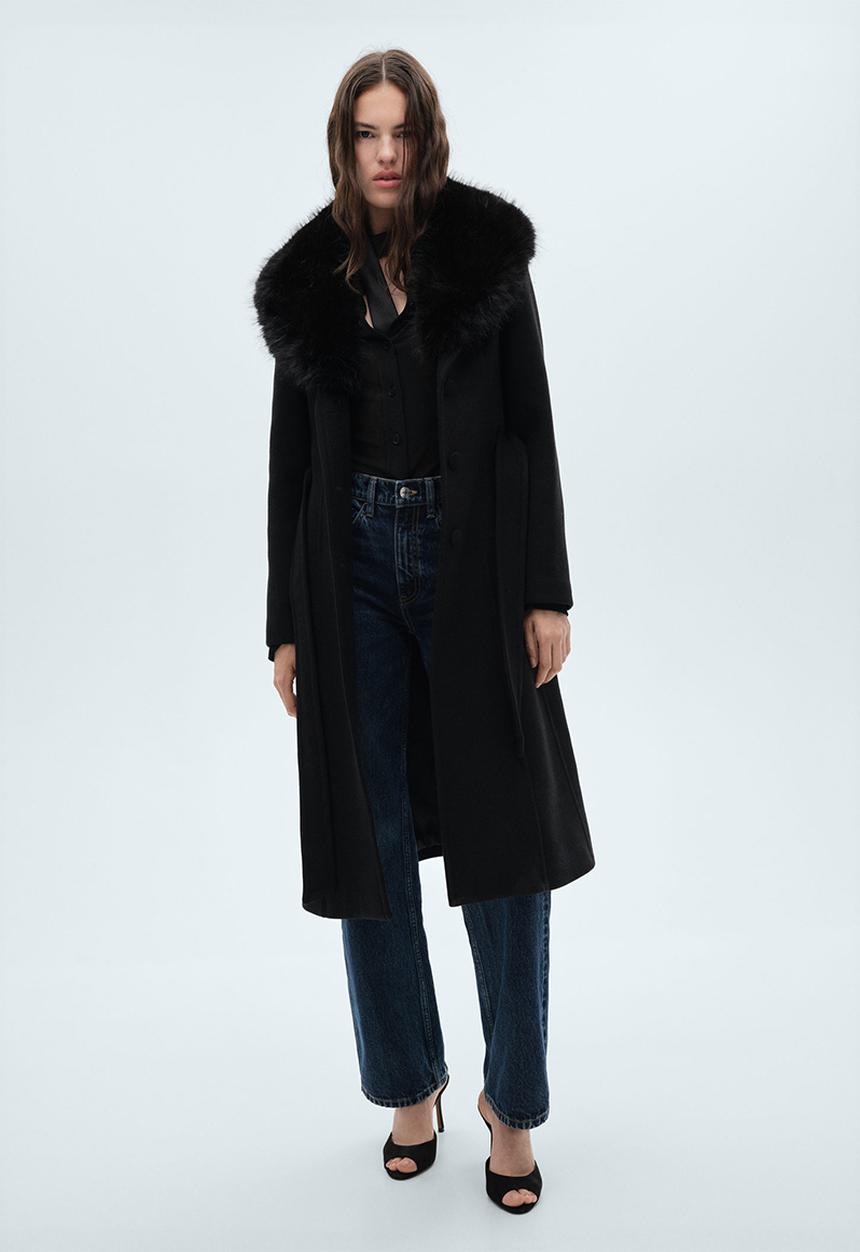 MANGO - Coat fer - black