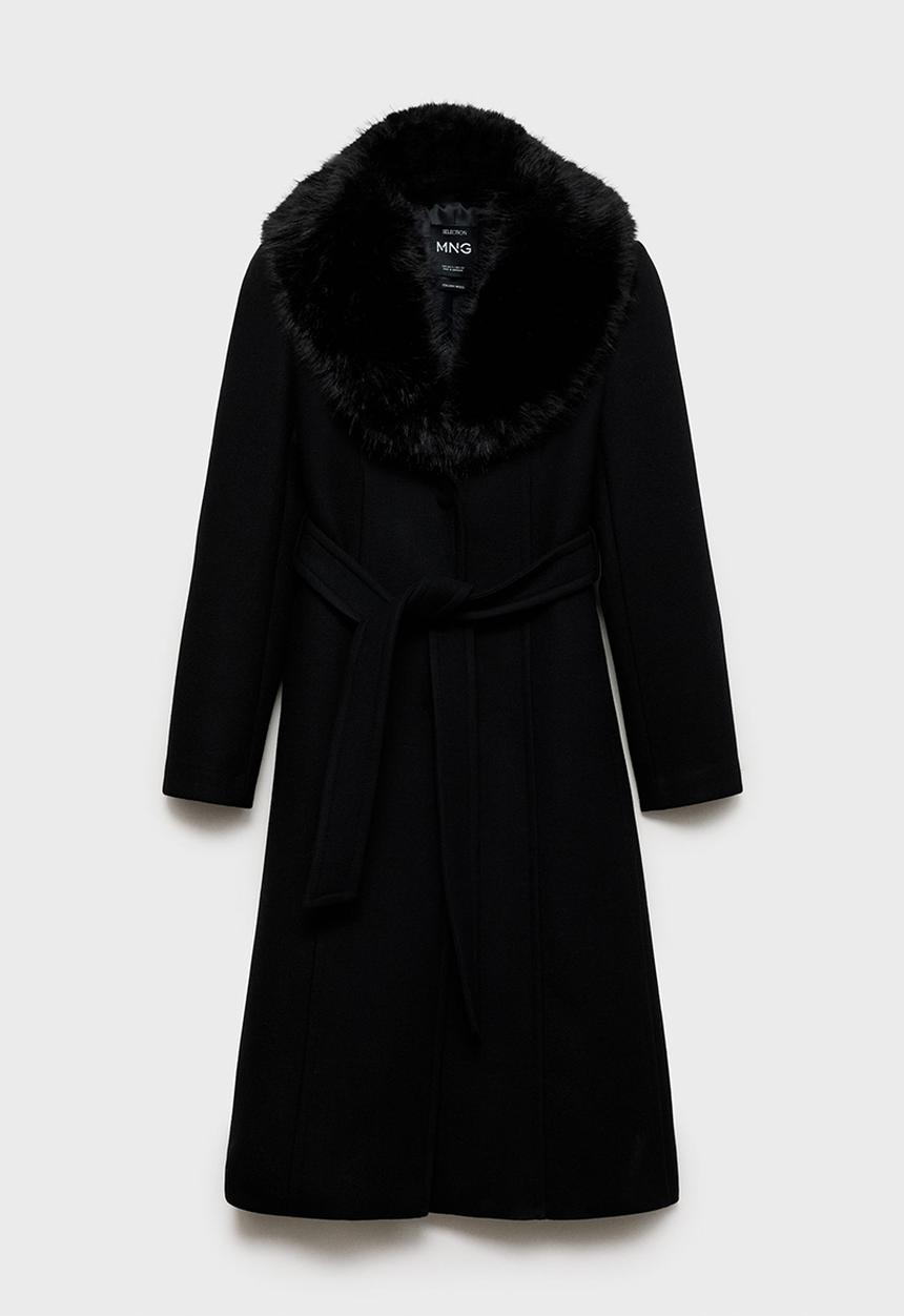 MANGO - Coat fer - black