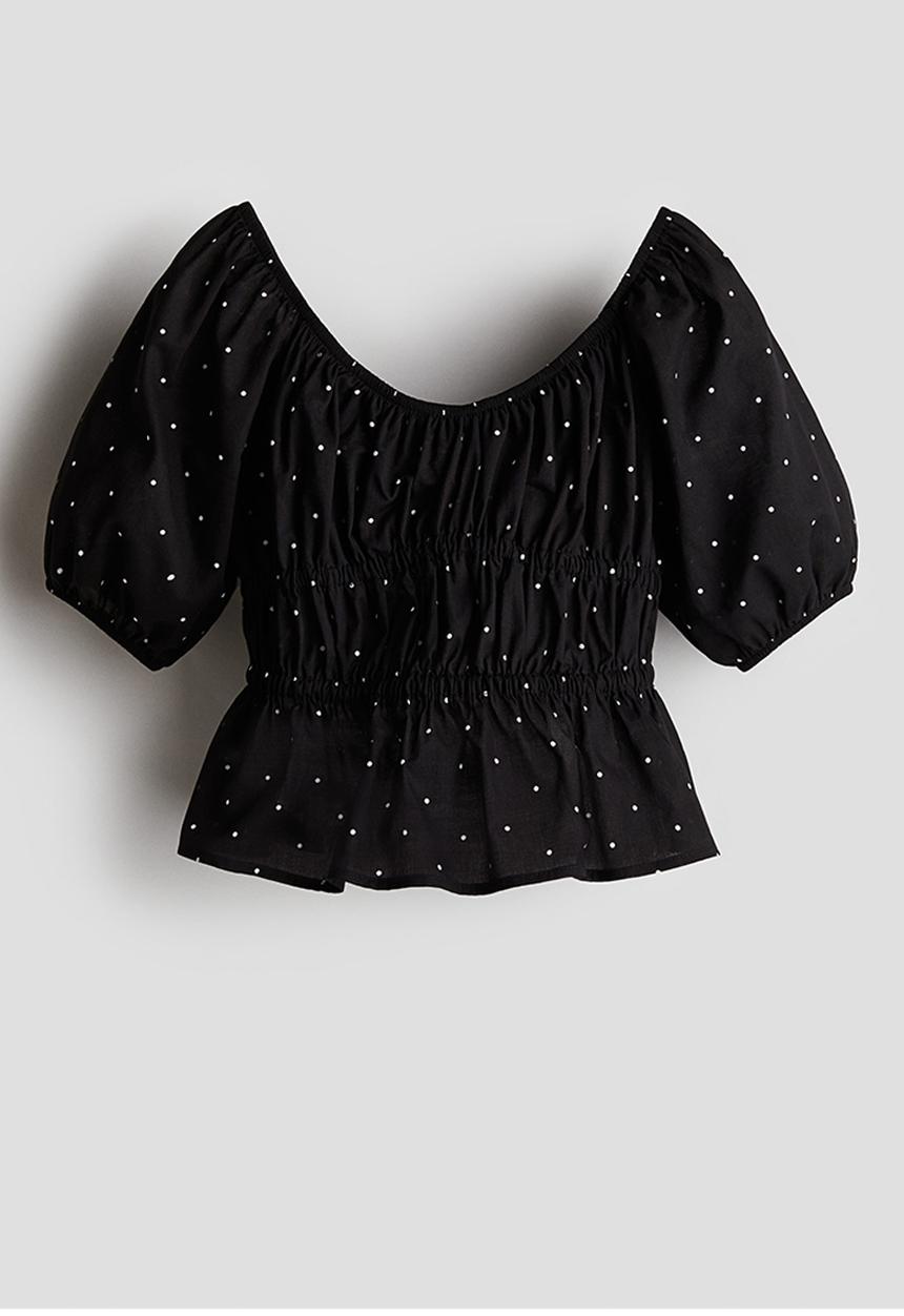 H&M - Peplum cotton blouse - black