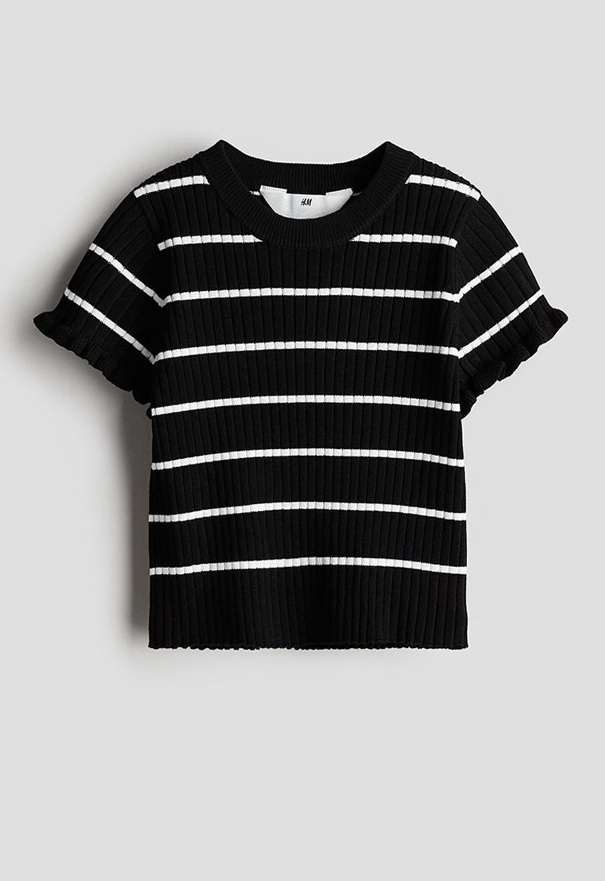 H&M - Rib-knit top - black striped