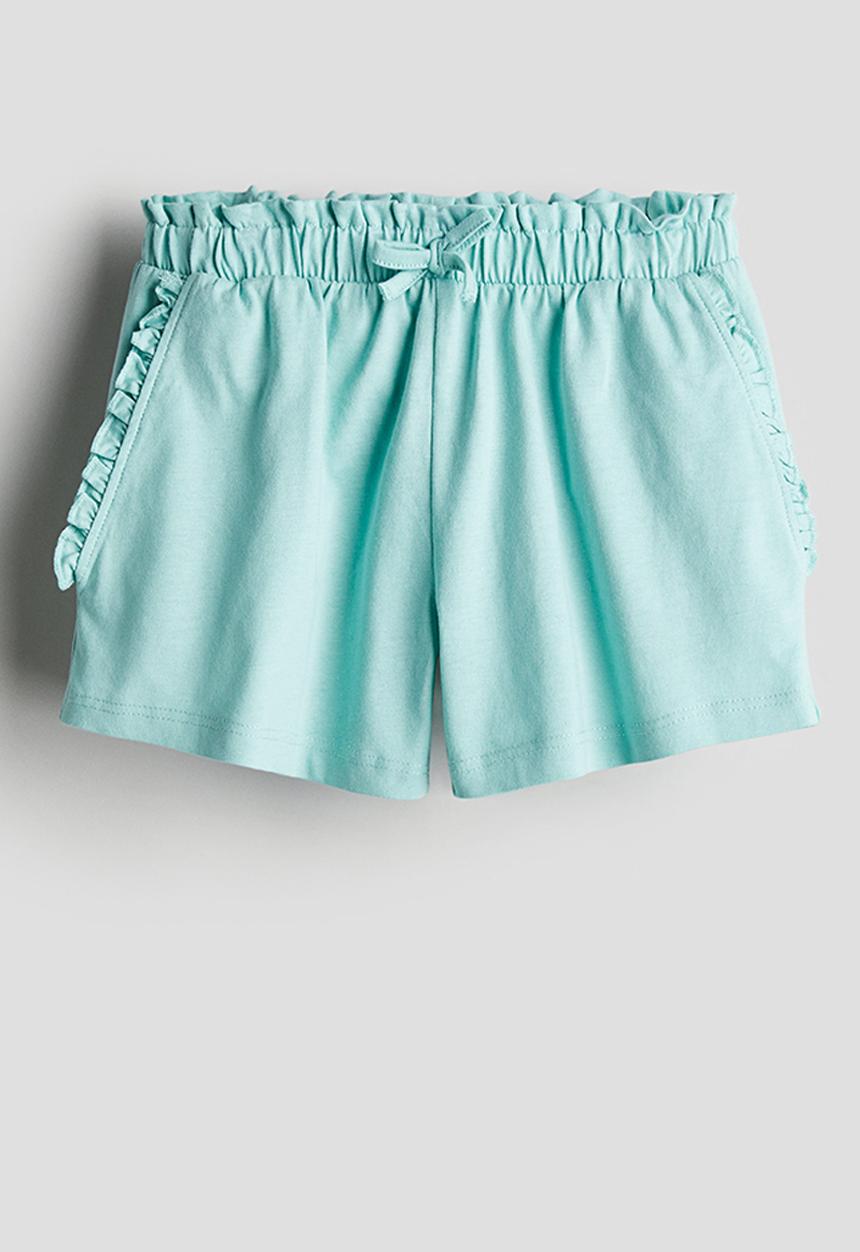 H&M - Patterned paper bag shorts - turquoise