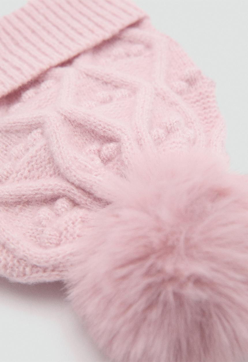 MANGO - Beanie rombus - light pastel pink