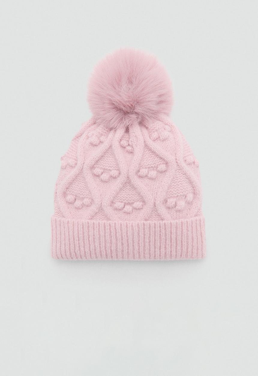 MANGO - Beanie rombus - light pastel pink