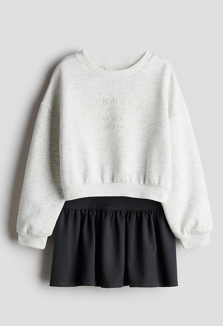 H&M - 2-Piece sweatshirt and skirt set - light grey marl black
