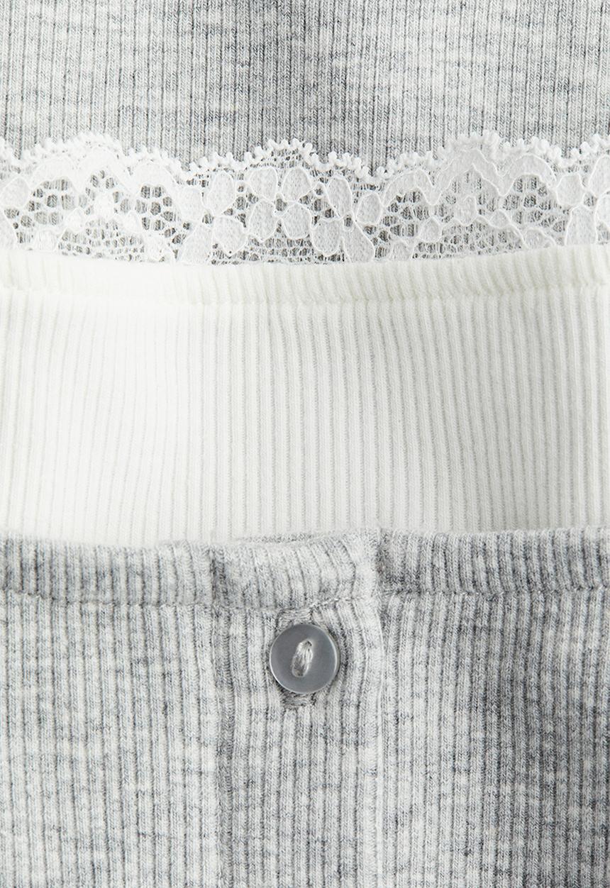 H&M - 2-Piece cardigan and top set - light grey marl white