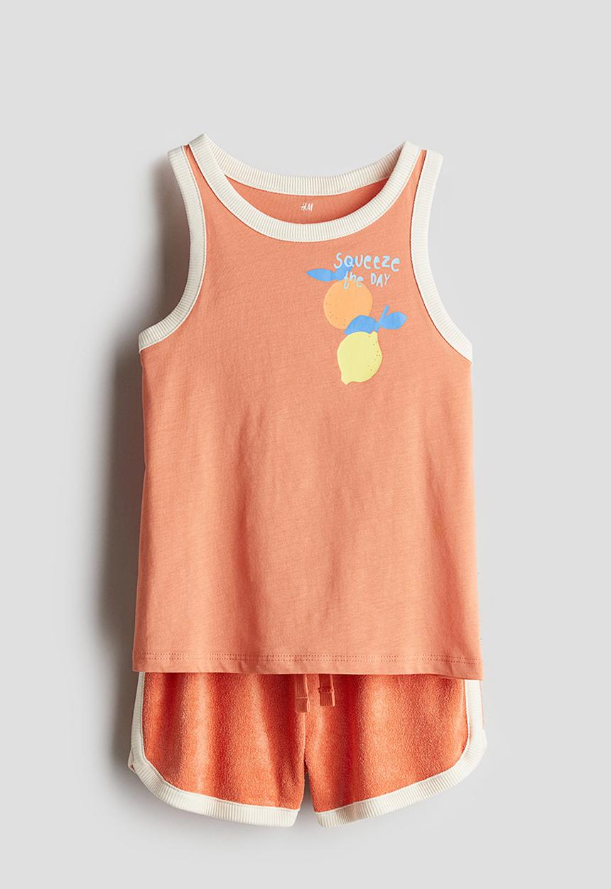 H&M - 2-piece print-motif set - orange,multi