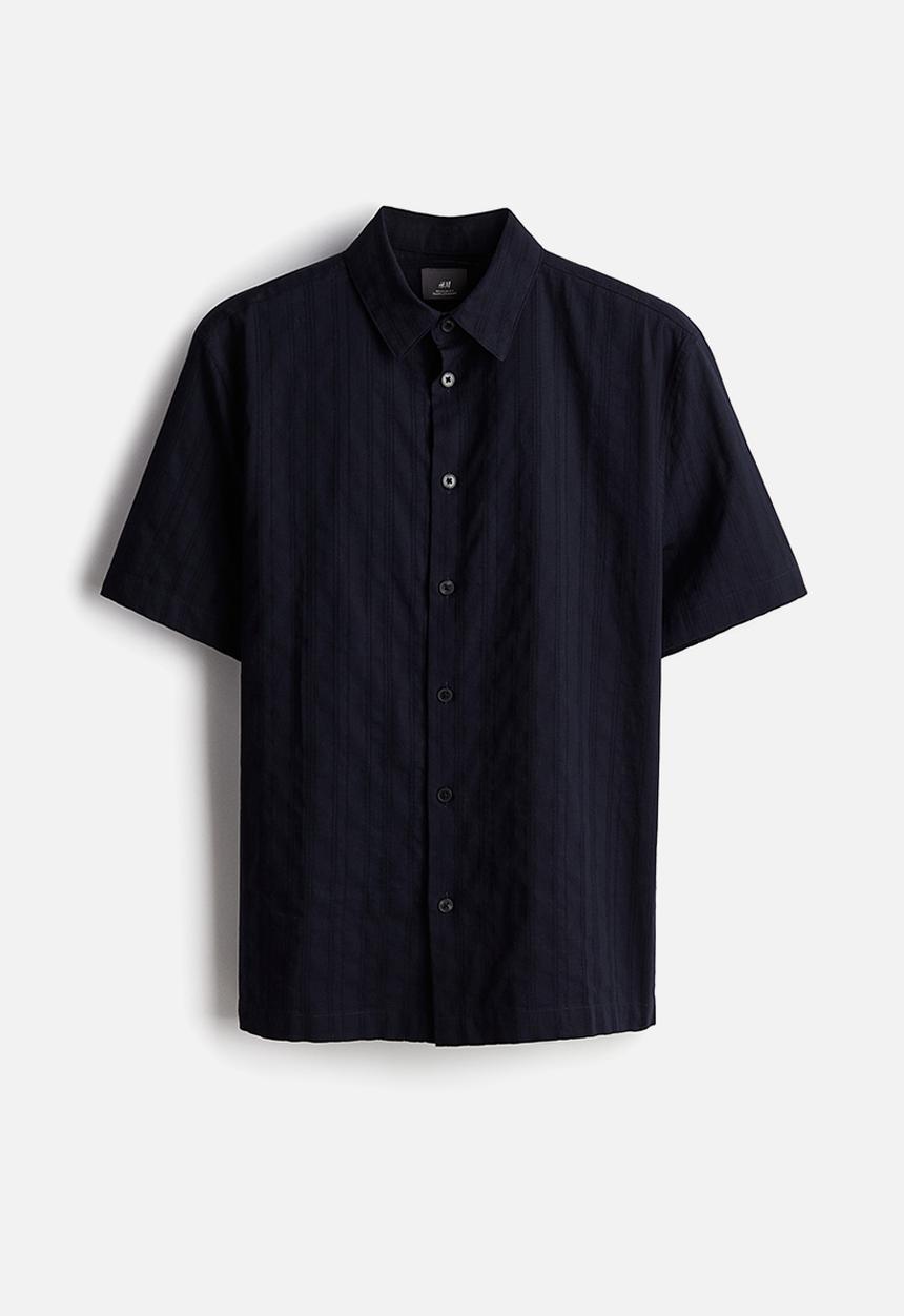 H&M - Regular fit textured shirt - navy blue