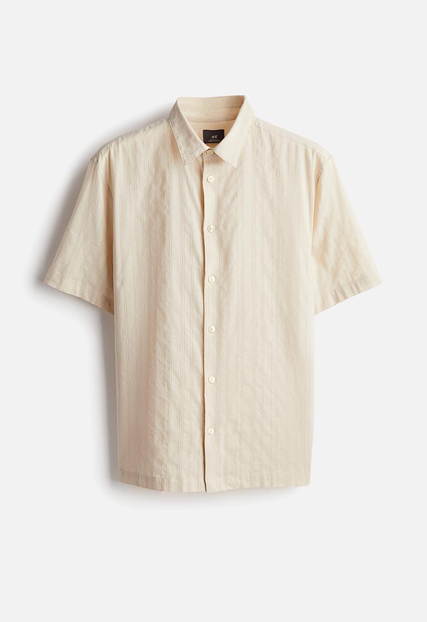H&M - Regular fit textured shirt - cream 