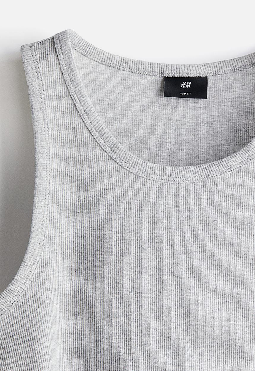 H&M - Slim fit ribbed vest top - grey marl