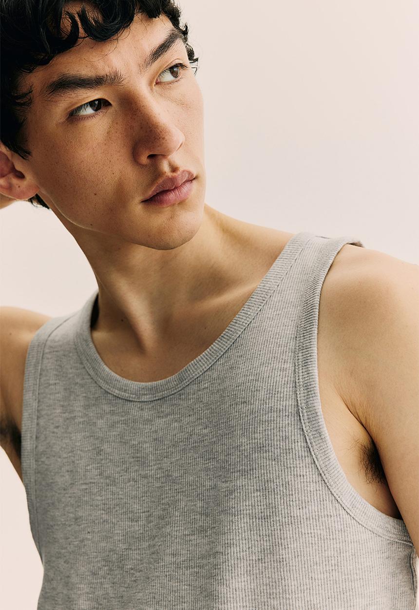 H&M - Slim fit ribbed vest top - grey marl