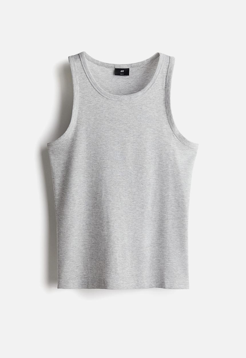 H&M - Slim fit ribbed vest top - grey marl