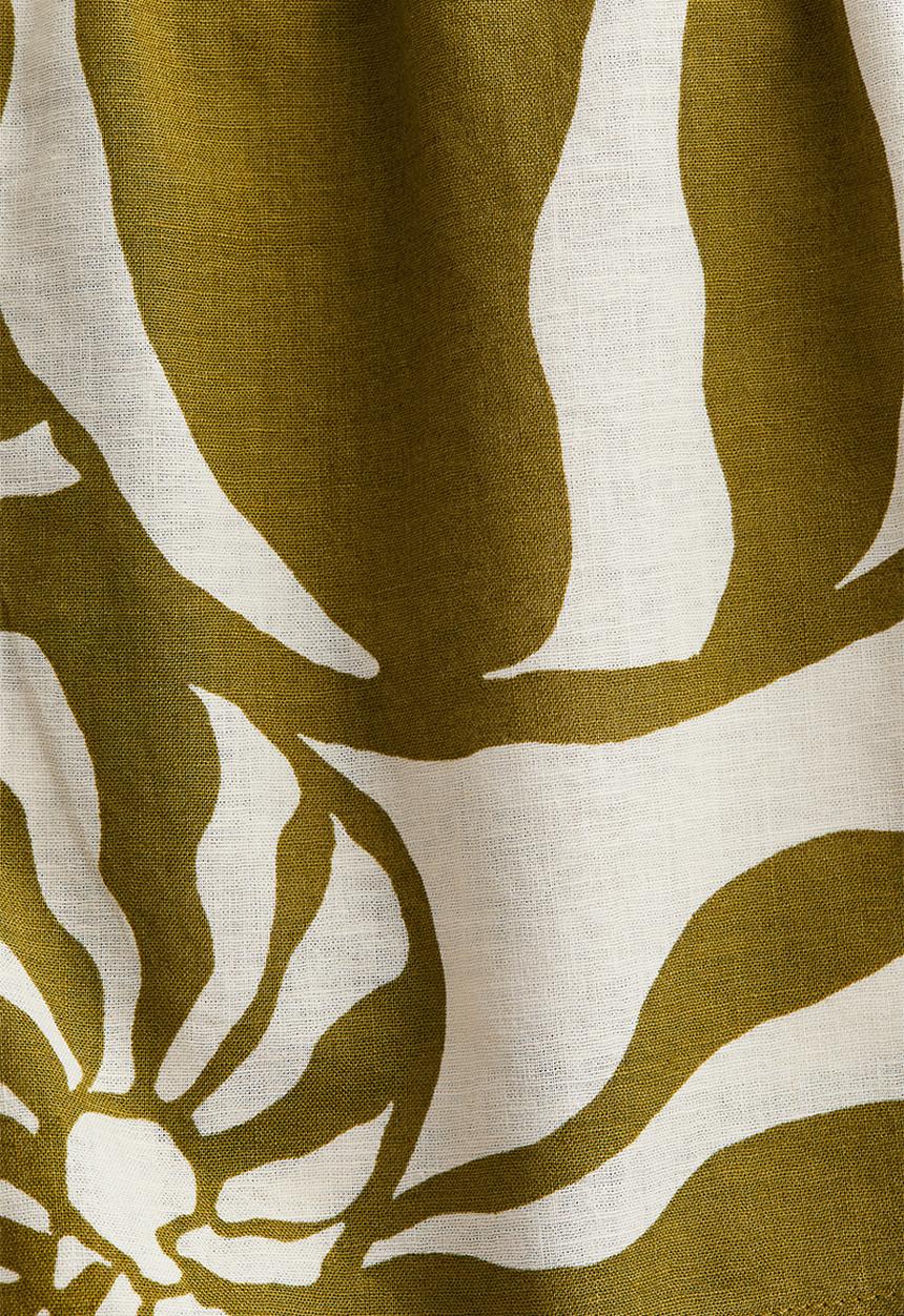 H&M - Linen shorts - khaki green patterned