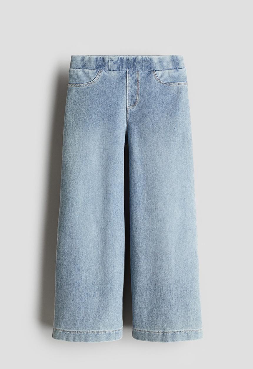 H&M - Wide denim-look trousers - light denim blue 